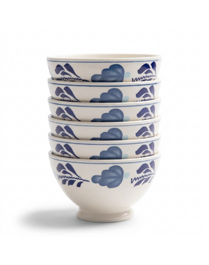 Royal Boch Kom 13 cm op voet Boerenblauw set van 6