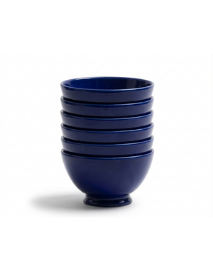 Royal Boch Kom 13 cm op voet Donkerblauw Boerenblauw set van 6