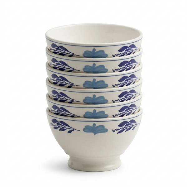 Royal Boch Kom 16 cm op voet Boerenblauw set van 6