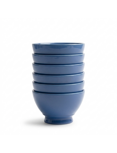 Royal Boch Kom 16 cm op voet Lichtblauw Boerenblauw set van 6