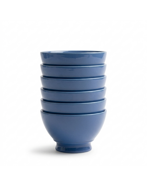 Royal Boch Kom 16 cm op voet Lichtblauw Boerenblauw set van 6