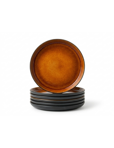 Bitz Bord plat Ø 21cm Bitz Gastro zwart/amber set van 6