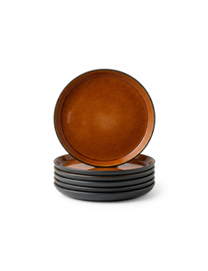 Bitz Bord plat Ø 27cm Bitz Gastro zwart/amber set van 6