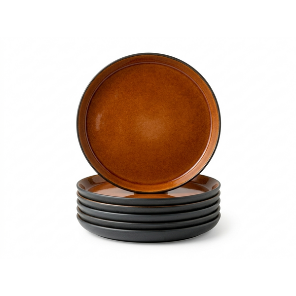 Bitz Bord plat Ø 27cm Bitz Gastro zwart/amber set van 6