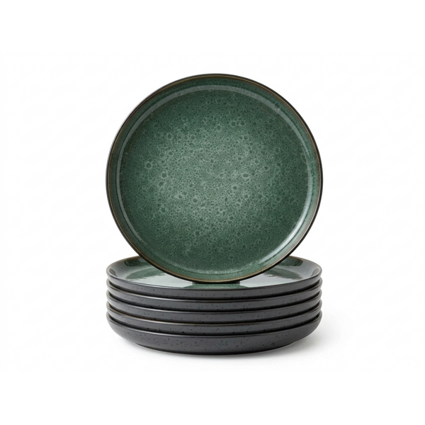 Bitz Bord plat Ø 27cm Bitz Gastro zwart/groen set van 6
