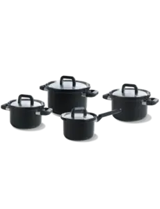 BK Cookware Kookset 4-delig RVS BK Flow Cool Black met afgietsysteem