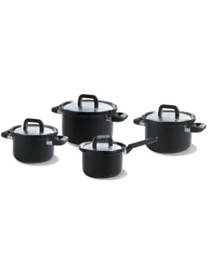 BK Cookware Kookset 4-delig RVS BK Flow Cool Black met afgietsysteem