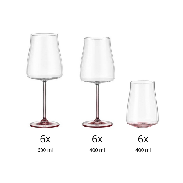 Bohemia Cristal Glazenset 18-delig kristalglas Selection Alex rosé