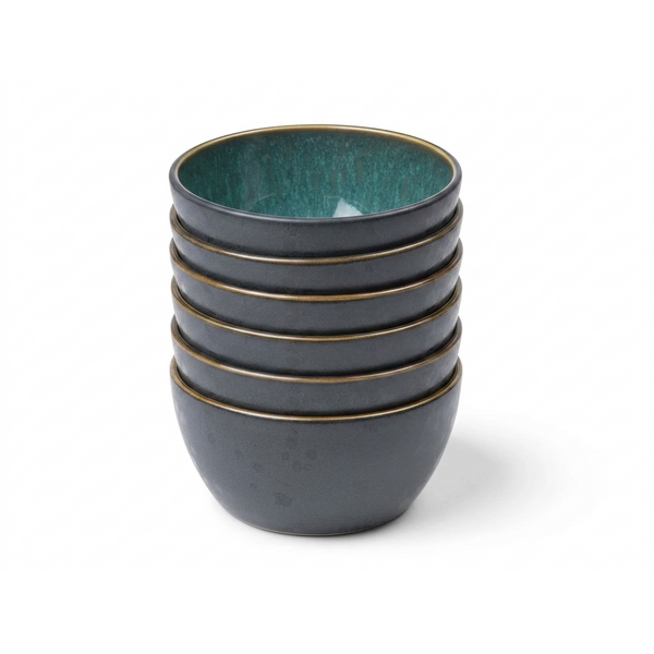 Bitz Kom Ø 10cm Bitz Gastro zwart/groen set van 6