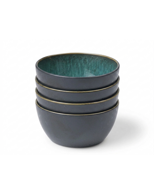 Bitz Kom Ø 14cm Bitz Gastro zwart/groen set van 4