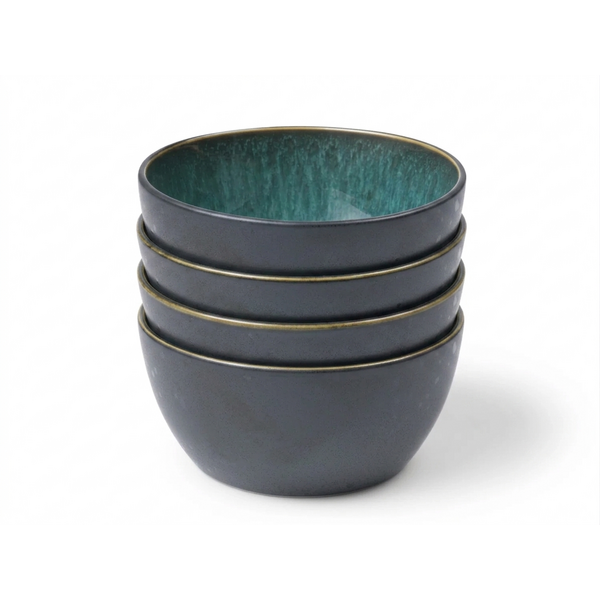 Bitz Kom Ø 14cm Bitz Gastro zwart/groen set van 4