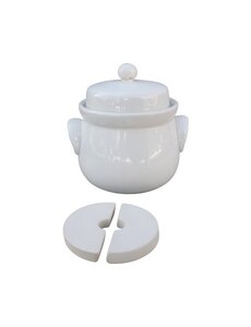  Fermentatiepot 2L met deksel en verzwaringsstenen aardewerk creme