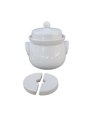 Fermentatiepot 2L met deksel en verzwaringsstenen aardewerk creme