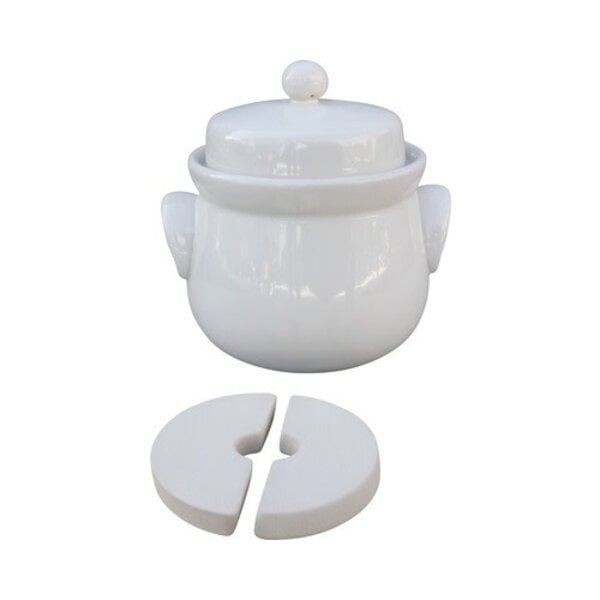 Fermentatiepot 2L met deksel en verzwaringsstenen aardewerk creme