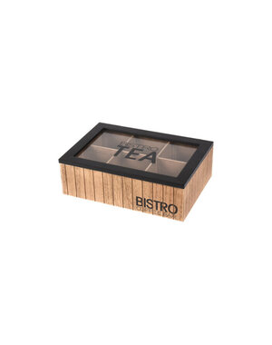  Theedoos 6 vakken met venster 24x16,5cm MDF