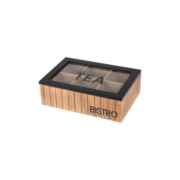 Theedoos 6 vakken met venster 24x16,5cm MDF