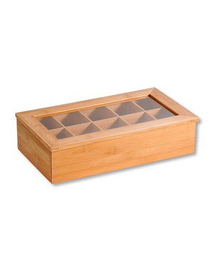 Kesper Theedoos 10 vakken met venster bamboe