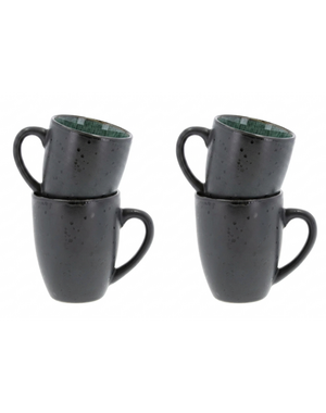 Bitz Mok 30cl Bitz Gastro zwart/groen set van 4