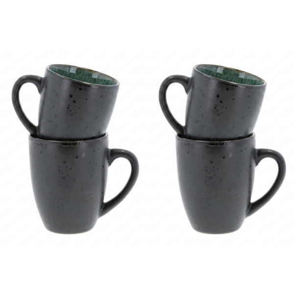 Bitz Mok 30cl Bitz Gastro zwart/groen set van 4