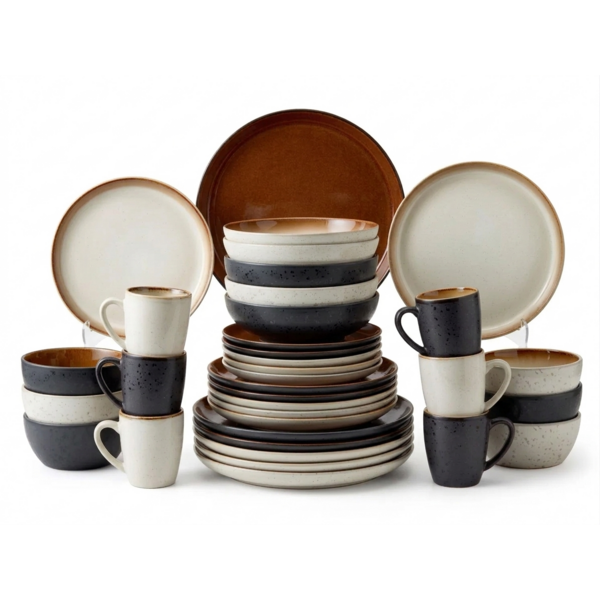 Bitz Serviesset 36-delig Bitz Gastro Crème & Amber/Zwart