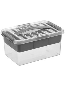 Sunware Opbergbox met inzet 6L transparant zilver