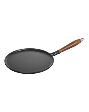 Staub Pannenkoekenpan met houten handvat 28 cm, Zwart