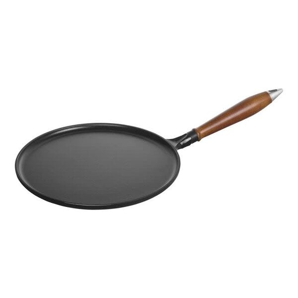 Staub Pannenkoekenpan met houten handvat 28 cm, Zwart