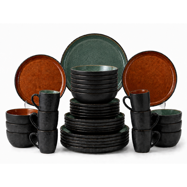 Bitz Serviesset 36-delig Bitz Gastro Amber/Zwart & Groen/Zwart
