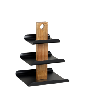 Kesper Etagere acacia 3-laags metaal zwart