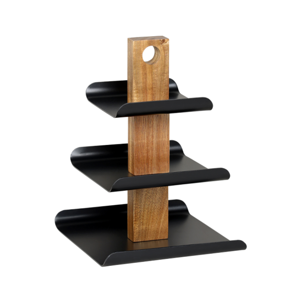 Kesper Etagere acacia 3-laags metaal zwart