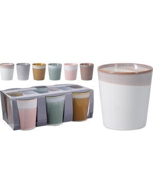 Excellent Houseware Beker 320ml aardewerk 6 assorti set/6
