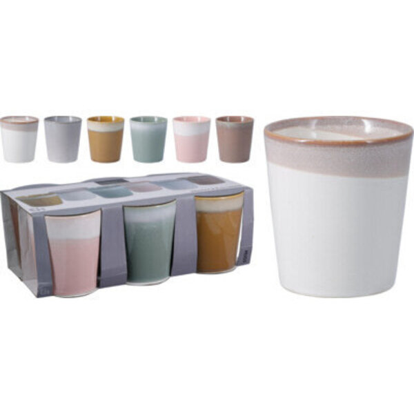 Excellent Houseware Beker 320ml aardewerk 6 assorti set/6