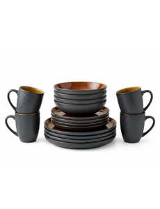 Bitz Serviesset 16-delig Bitz Gastro zwart/amber