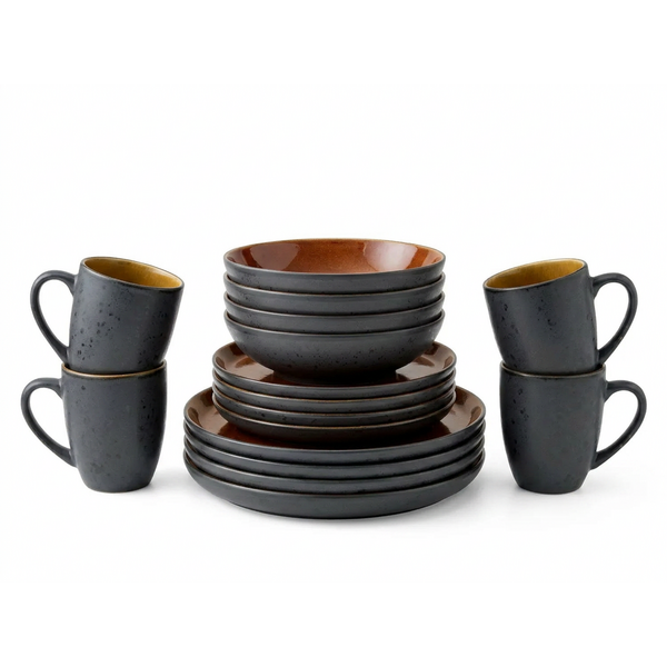 Bitz Serviesset 16-delig Bitz Gastro zwart/amber