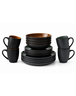 Bitz Serviesset 16-delig Bitz Gastro zwart/amber & zwart/groen