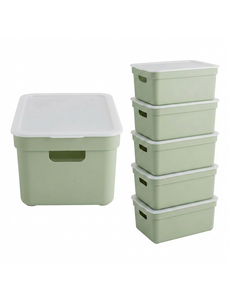 Sunware Opbergbox + deksel 24L set 6 lichtgroen Sigma home Platte deksel