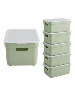 Sunware Opbergbox + deksel 24L set 6 lichtgroen Sigma home Platte deksel