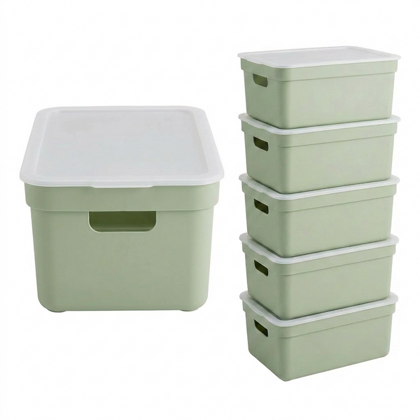 Sunware Opbergbox + deksel 24L set 6 lichtgroen Sigma home Platte deksel