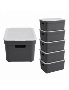 Sunware Opbergbox + deksel 24L set 6 antraciet Sigma home Platte deksel