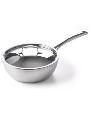 BK Cookware Sauteuse - Hapjespan met deksel 24cm conisch Superior Tri-Ply