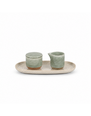 Salt en Pepper Roomstel groen met beige serveerschaal Cameo