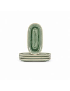 Salt en Pepper Serveerschaal 23x12cm groen Cameo set van 4