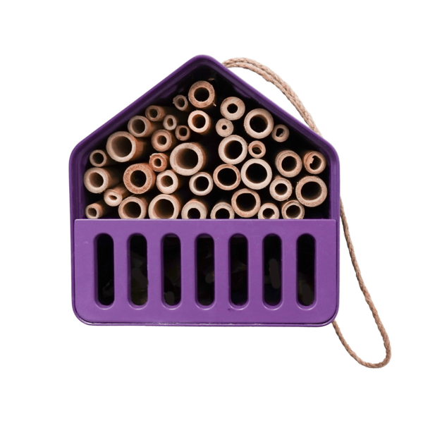 Point-Virgule Insectenhotel huis uit bamboevezel paars