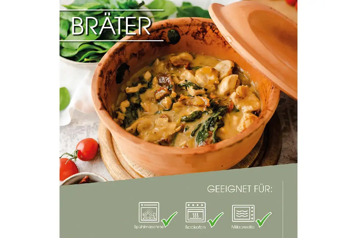 Multifunctionele Römertopf braadpan aardewerk 2L afbeelding 4