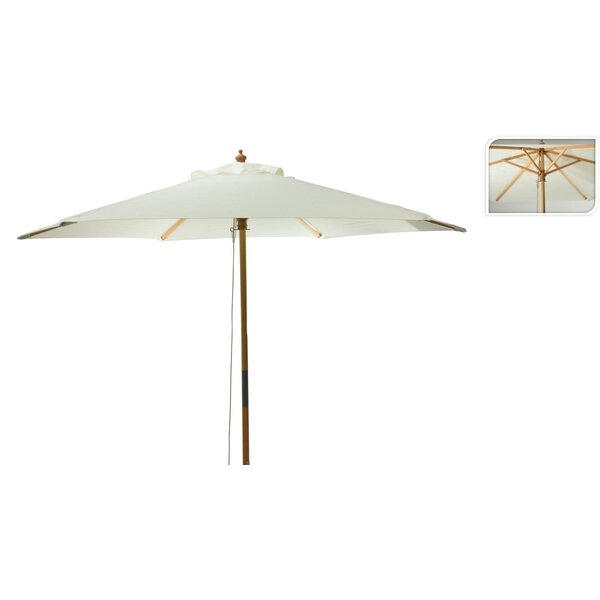 Parasol op houten stok Creme Ø2,5M