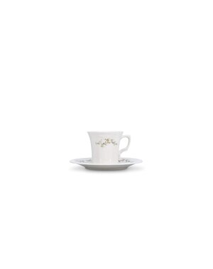 BonBistro Kop en schotel 20cl Brown Flower Retro