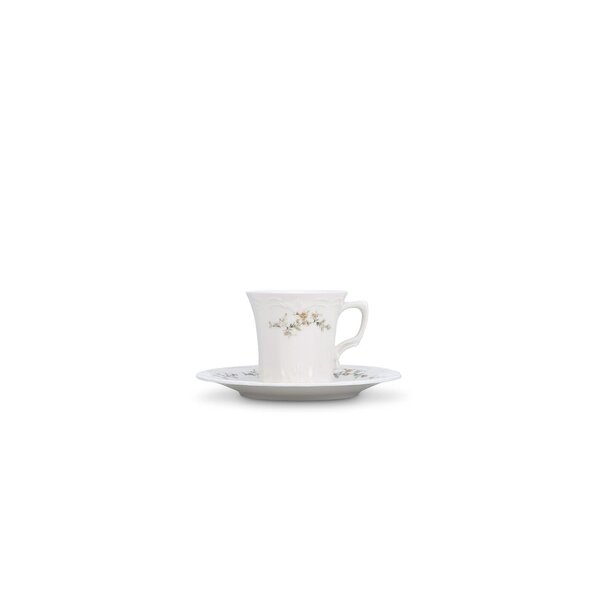 BonBistro Kop en schotel 20cl Brown Flower Retro