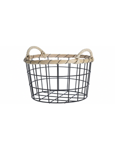 Home & Styling Mand metaal en riet diameter 26cm