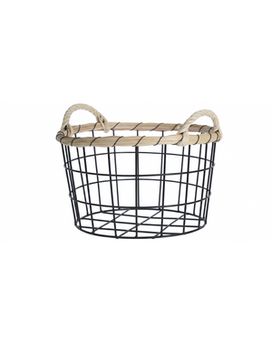 Home & Styling Mand metaal en riet diameter 26cm