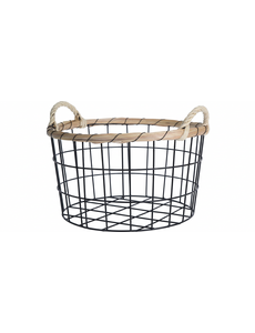 Home & Styling Mand metaal en riet diameter 30cm